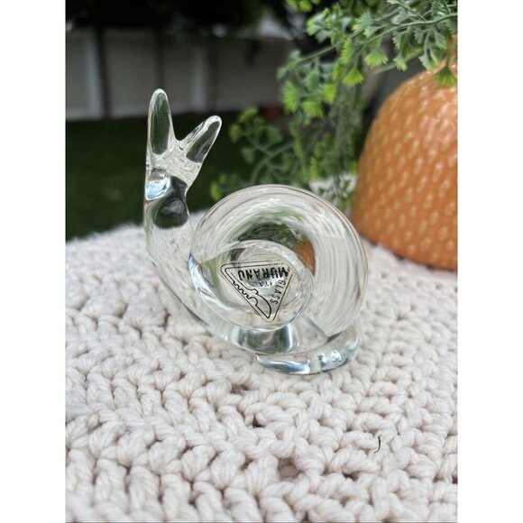Vintage Murano Glass Snail Sculpture Paperweight Hand Made 6"X3.5" - Picture 2 of 8